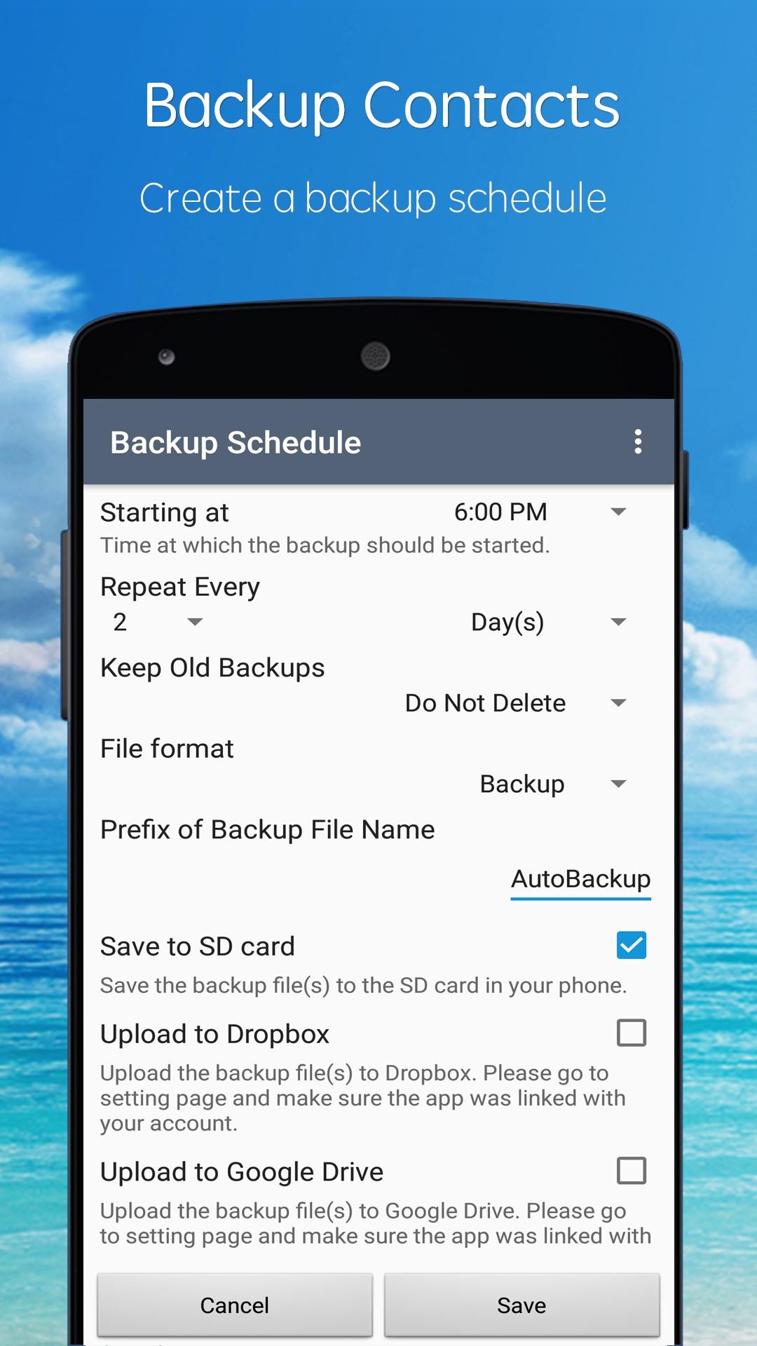 Android application SA Contacts screenshort