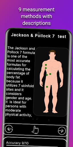 Caliperometry: body fat meter Screen 2