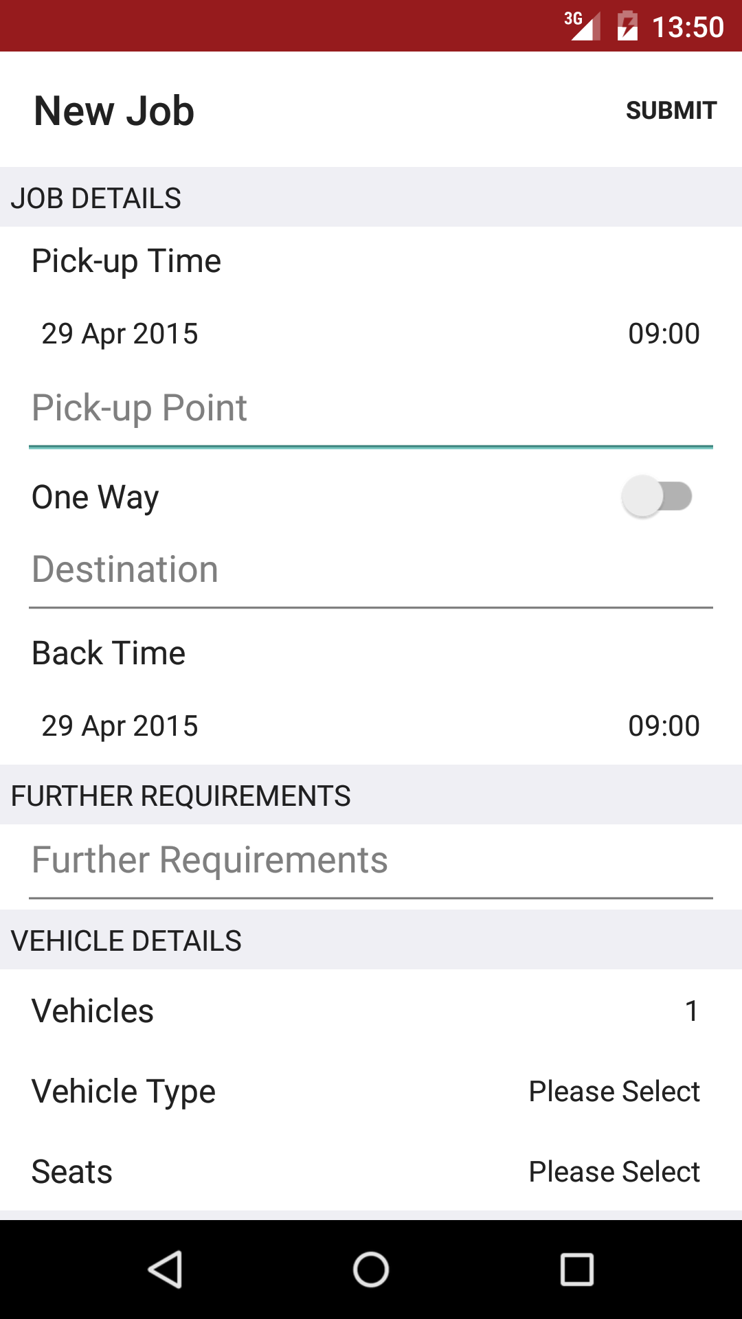 Android application Coach Hire Exchange screenshort
