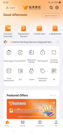 Android application Chong Hing Mobile Banking screenshort