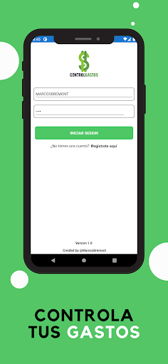 Android application Control Gastos screenshort