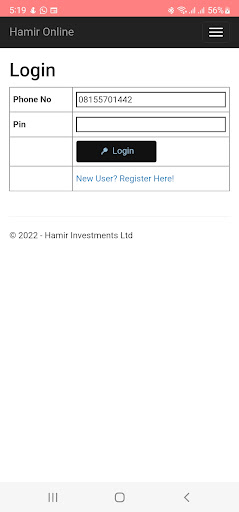 Android application Hamir Online screenshort