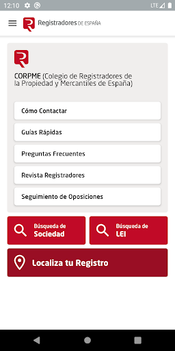 Android application Registradores de España screenshort