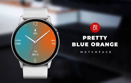 Pretty Blue Orange Watch Face screenshot 0