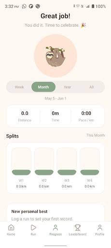 Slothy Running App Android App Screenshot 3