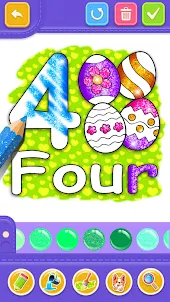 Glitter Number and letters coloring Book for kids