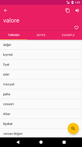 Italian Turkish Dictionary Screen 2