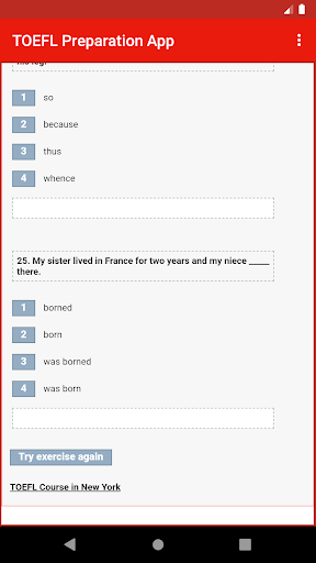 TOEFL Preparation App Screen 2