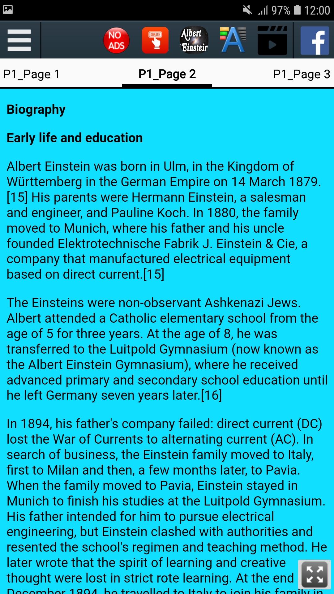 Android application Biography of Albert Einstein screenshort