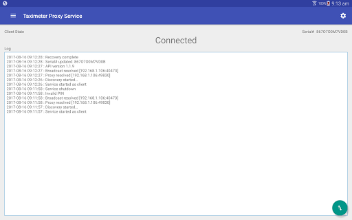 Taximeter Proxy Service Screen 3