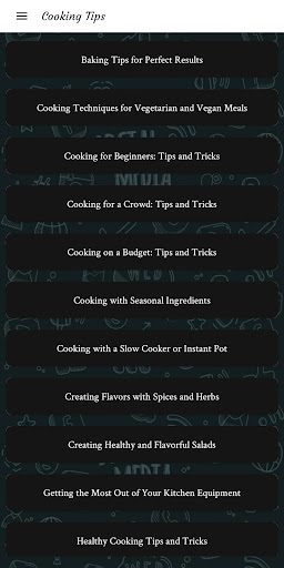 Android application Cooking Tips screenshort