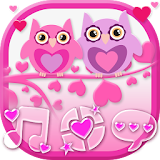 Pink Cute Owl Launcher Theme icon