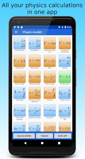 Android application Physics Toolkit screenshort