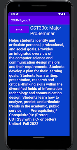 CSUMB CS Program App Screen 2
