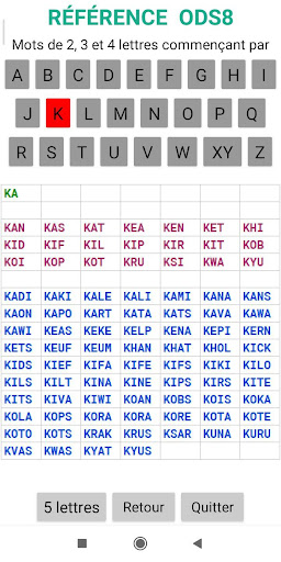 Mots scrabble 2 à 5 lettres Screen 2