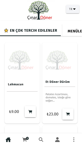 Android application Çınar Döner screenshort
