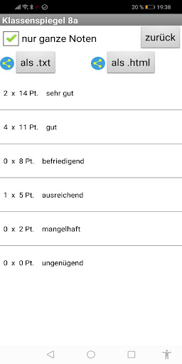 Notenrechner Klassenspiegel Screen 2