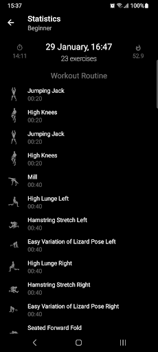 Screenshot of Splits. Stretching in 30 days