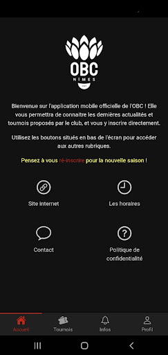 Android application OBC Nimes screenshort