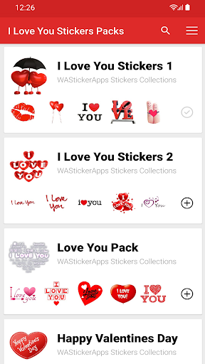 Android application I love You Stickers WASticker screenshort