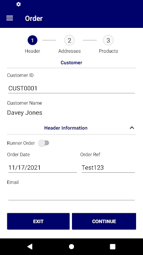 Android application MACE Mobile Sales Orders screenshort