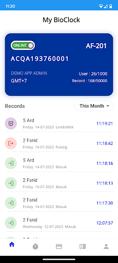 Android application BioClock Mobile screenshort