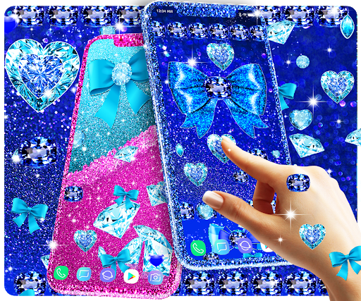 Blue glitter diamond wallpaper Screen 2