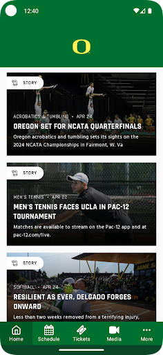 Screenshot of Go Ducks Gameday