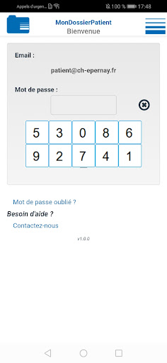 Android application MonDossierPatient - CH Epernay screenshort