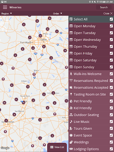Screenshot of Texas Wine Lover