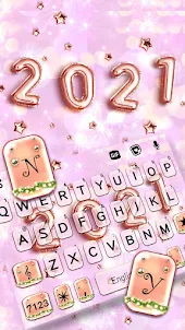 最新版、クールな Happy 2021 のテーマキーボード