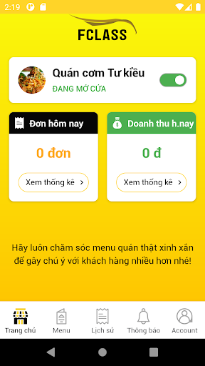 Android application Fclass Merchant screenshort