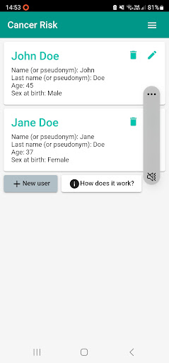 Android application Cancer Risk Calculator screenshort