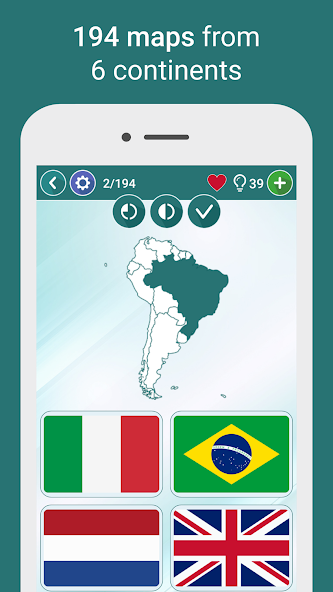 Quiz Geográfico: banderas, mapas y escudos 1.5.61 APK + Мод (Unlimited money) за Android