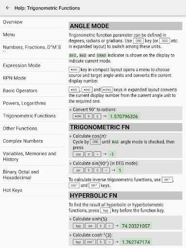 Screenshot of HiPER Scientific Calculator