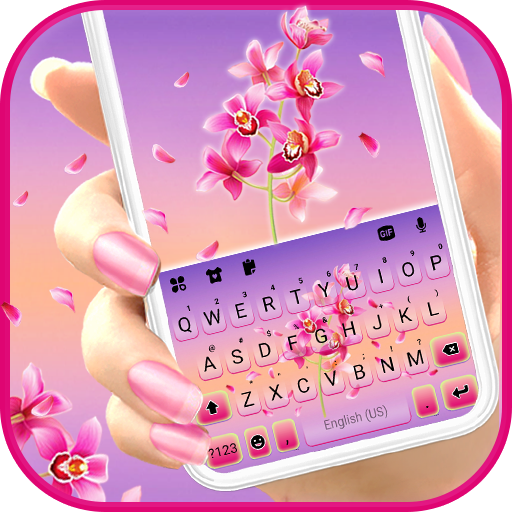 Pink Orchids Keyboard Backgrou logo