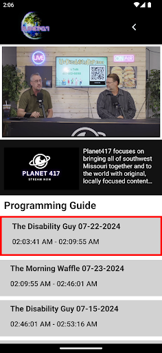 Android application Planet417 screenshort