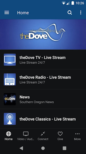 Android application theDove Radio & TV screenshort