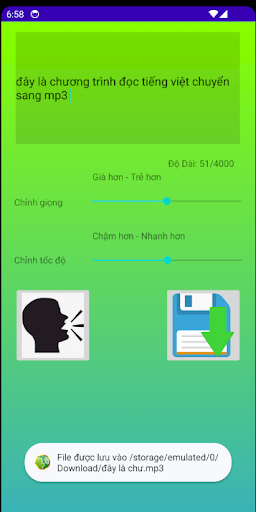 Đọc Tiếng Việt lưu ra mp3 Screen 2