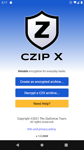 Android application Czip X screenshort