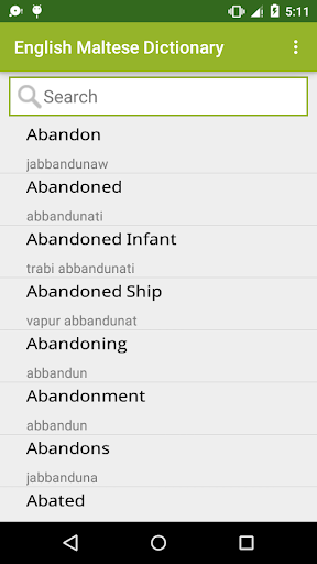 Android application English to Maltese Dictionary screenshort