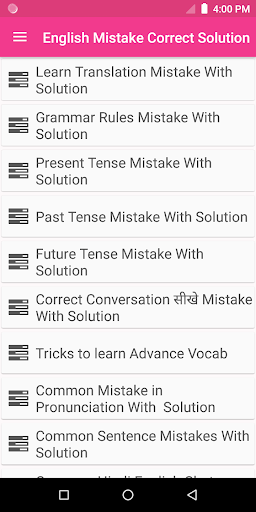 Android application English Mistake Correct Soluti screenshort
