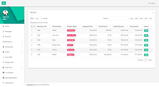 Staff App - Bethlehem School Screen 3