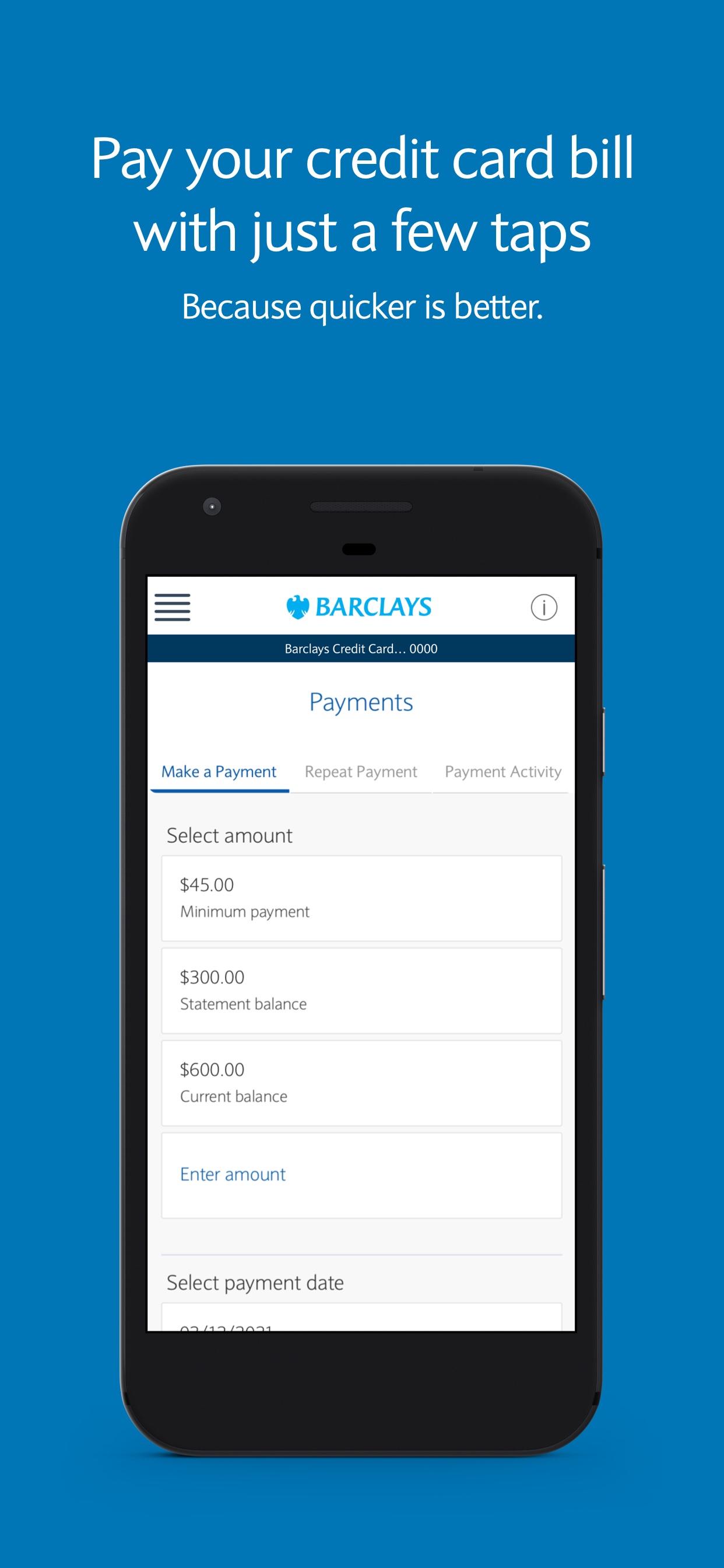 Android application Barclays US Credit Cards screenshort
