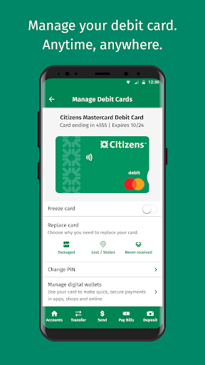 Screenshot of Citizens Bank Mobile Banking