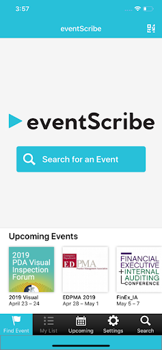 Android application eventScribe screenshort