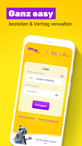 SIMon mobile-App Screen 2