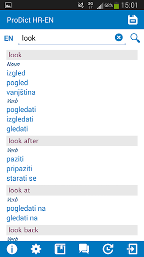 Croatian English dictionary Screen 2