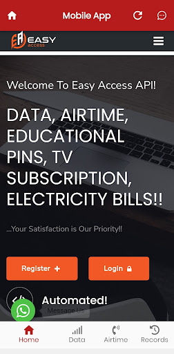 Android application E. ACCESS API (Website Owners) screenshort