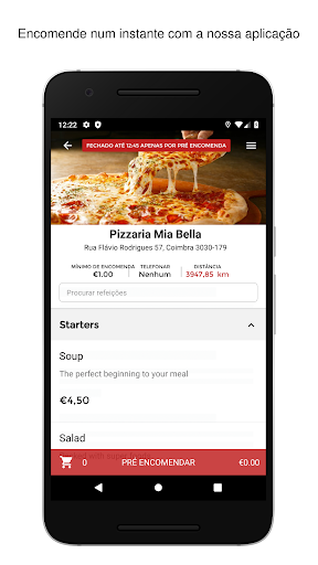 Android application Pizzaria Mia Bella screenshort